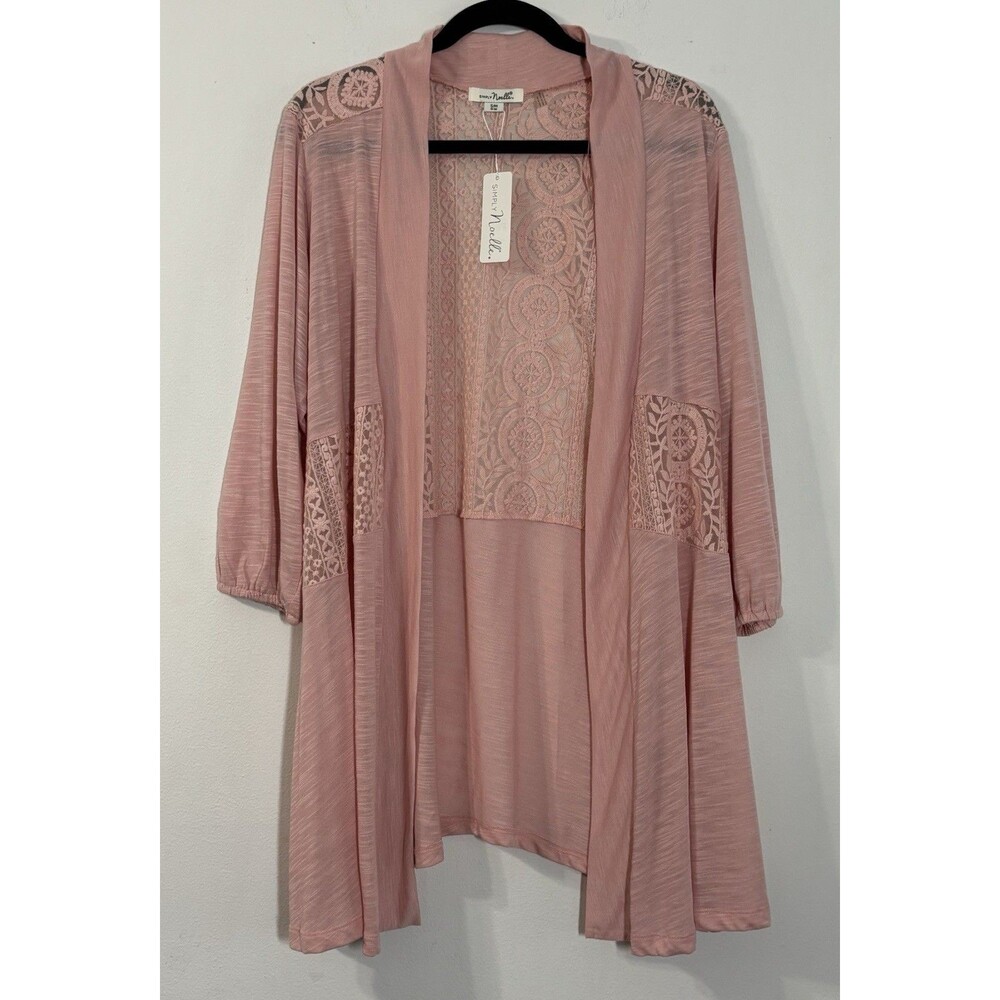 Simply Noelle Women's S/M Blush Pink Lace Back Open Front Cardigan Duster Kimono